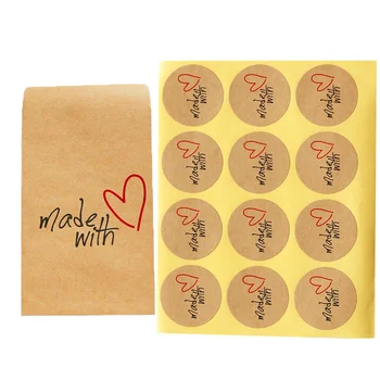 

50pcs Paper Envelope Set with stickers Vintage Made with Love Mini Kraft Gift Envelope Wedding Party Invitation Envelope