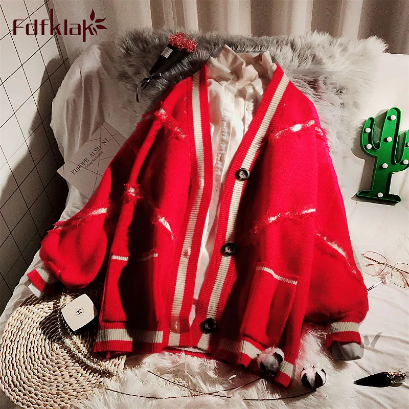 ^*Best Offers Fdfklak New spring autumn lazy outer wear sweater coat female Korean loose fashion knitted cardigan top women's sweaters ins