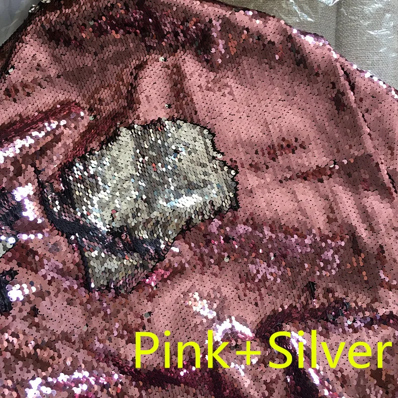 Pink red sliver 130 см x 50 см Реверсивный Русалка рыбья чешуя блесток ткань зеленый/розовое золото блесток ткань с пайетками для платьев/бикини/наволочки - Цвет: Pink red sliver