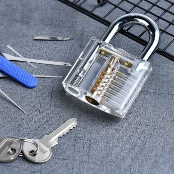 

Transparent Visible Pick Cutaway Practice Padlock Lock With Broken Key Removing Hook Kit Extractor Set Locksmith Wrench Tool