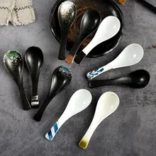 

1Pcs Japanese Style Soup Spoon Ceramic Rice Spoon Home Kitchen Tableware Japanese Style Tableware Spoon Cucharas