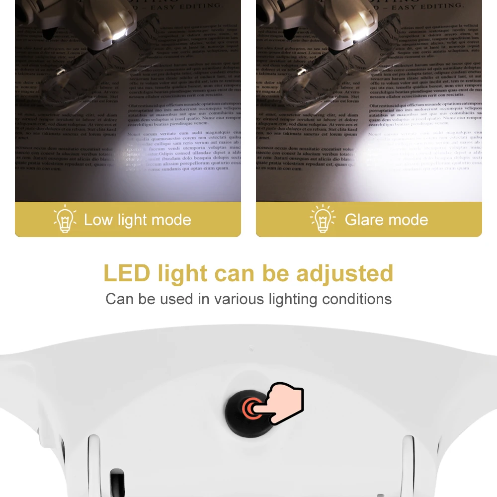 Magnifying Glasses Rechargeable LED Light Lamp Head Loupe Headband Magnifier Eyewear Glasses Tool Repair Reading Magnifier