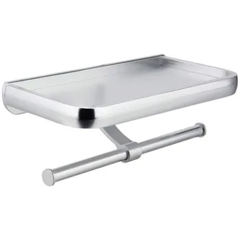 

Space Aluminum Paper Towel Rack Hotel Bathroom Double Roll Paper Rack Toilet Paper Holder Simple Mobile Phone Roll Holder, Silve