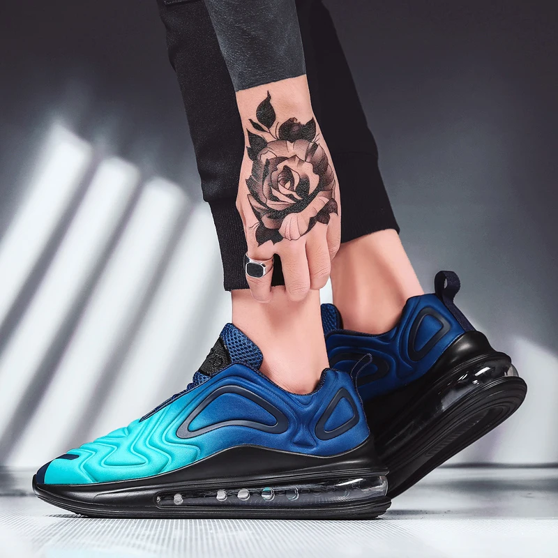 Мужская и женская брендовая спортивная обувь для бега с воздушной подушкой, спортивные кроссовки, мужские удобные спортивные кроссовки, черные, синие беговые кроссовки