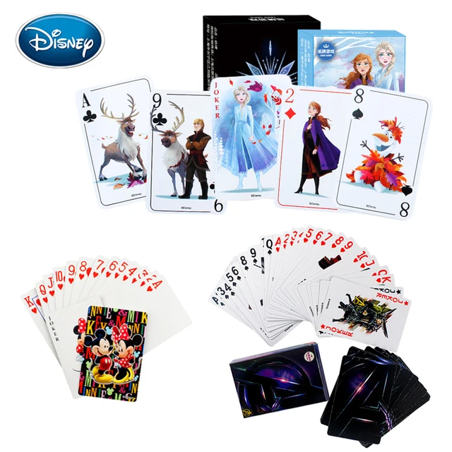 Card game 54pcs Frozen 2/Avengers/Mickey Cartoon Elsa/Hero paper playing card casual desktop card game children adult car game 1