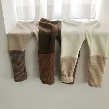 Флисовые леггинсы; леггинсы для маленьких девочек; утолщенные легинсы для девочек; Лоскутные корейские брюки для мальчиков; брюки с оборками; Collant Enfant Cicishop