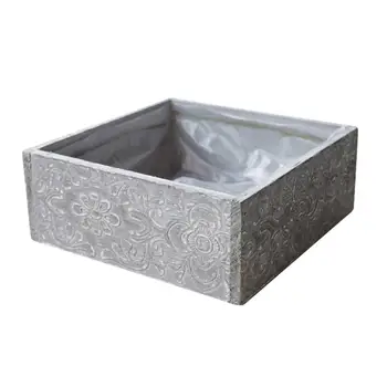 

Wooden Engraved Design Square Flowerpot Succulent Wood Potted Flower Plants Stand Simple Retro Perforated Flower Holder