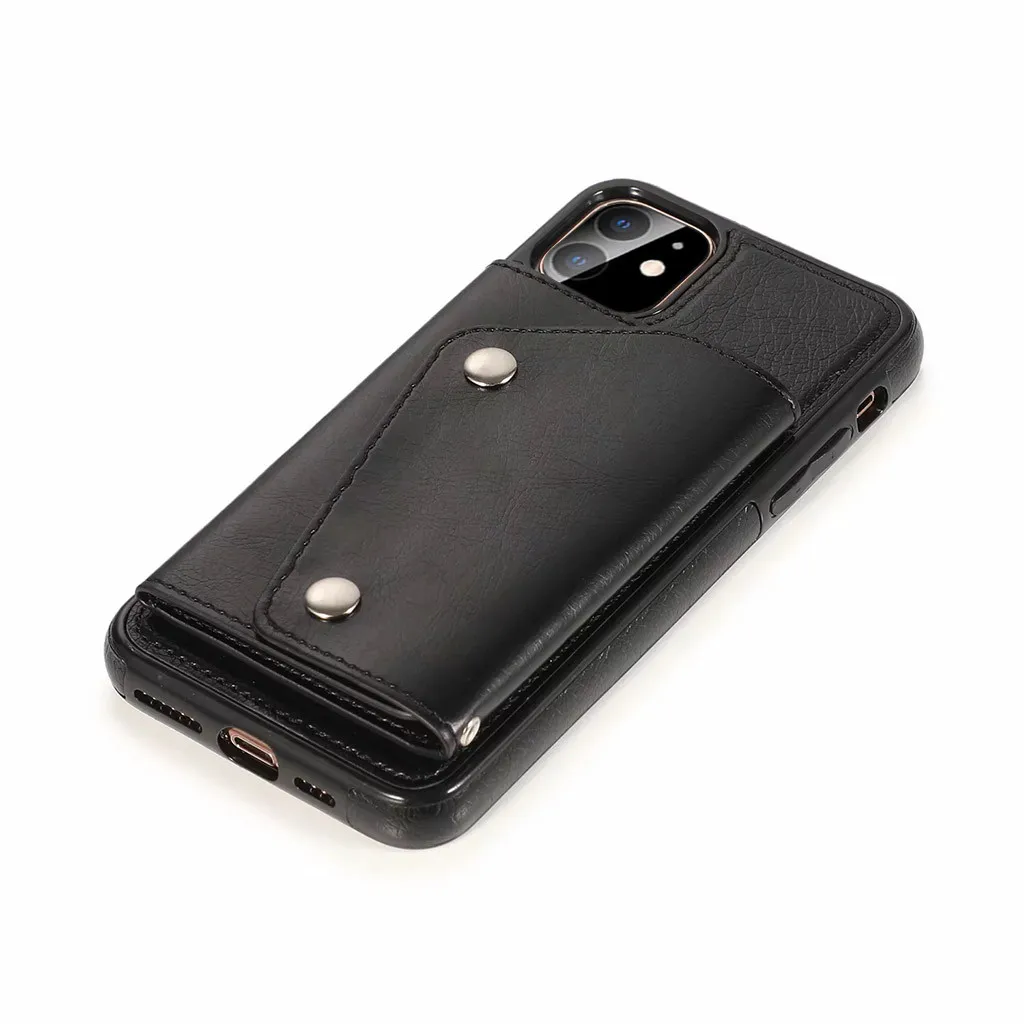 Ретро Чехол из ПУ кожи для IPhone 11 6,1 дюймов, защитный кожаный чехол-кошелек, чехол с подставкой и отделением для карт