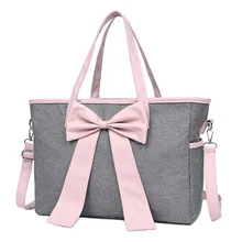 Bolsa de maternidad para mamá, bolso de maternidad coreano con lazo, de gran capacidad, bolso de ordenador de un hombro, bolso aislante para pañales de bebé