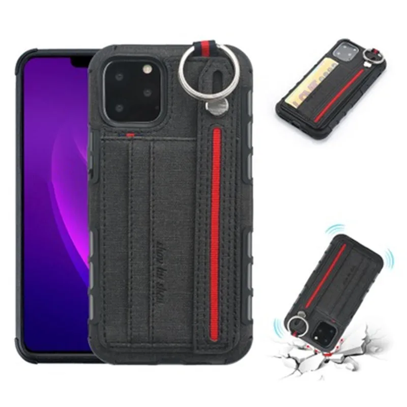 Силиконовый чехол iviLongTail для iPhone11 Pro 6 7 8 XR XS MAX, вставной Чехол для карт, кронштейн, браслет, интегральный защитный чехол для телефона - Цвет: Black