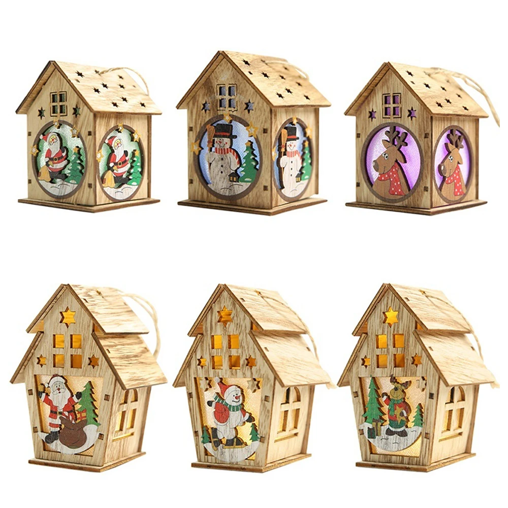 Creative Colorful Wedding LED Light Pendant Ornaments Wooden Cottage Christmas Tree Decoration Night Lamp Party Supplies Hotel | Дом и сад