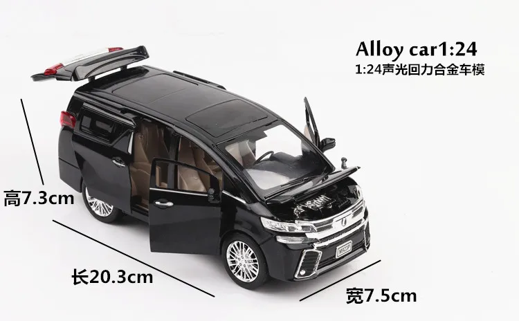 Новинка 1:24 1:32 Toyota Alphard Роскошная бизнес-модель автомобиля из сплава с откидной спинкой литые игрушечные транспортные средства 6 дверей можно открыть