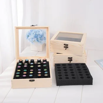 

15/30 Grids wood Essential Oil Storage Box Organizer DIY Protective Wooden Storage Case Travel Perfume Bottles Protect Container