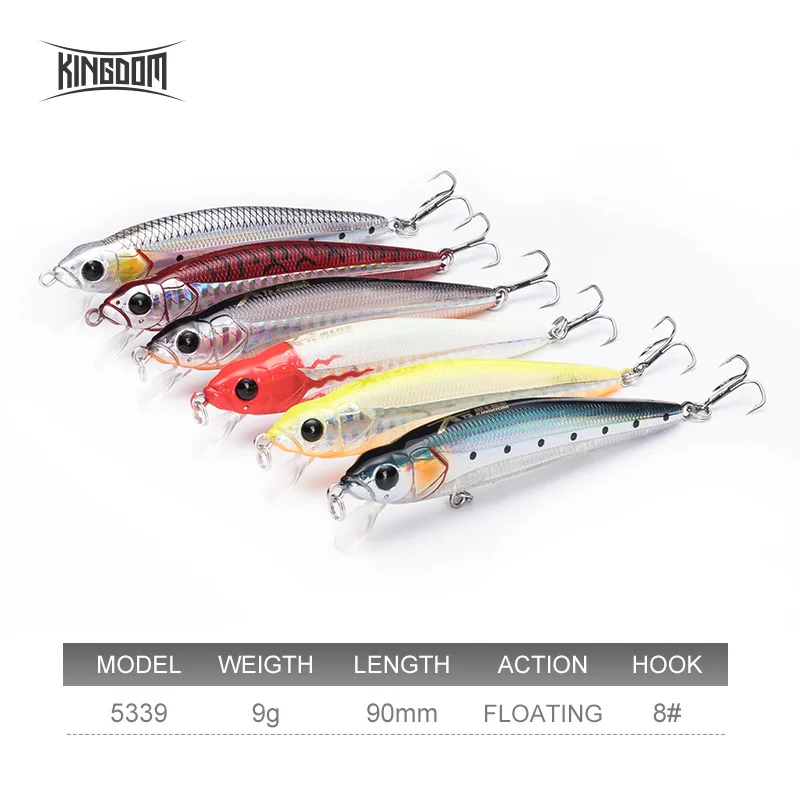 Kingdom Minnow Fishing Lure 90mm 9g Floating Long Casting Swimming Bait Fishing Wobblers Trolling Bass Perch Carp Pike Trout