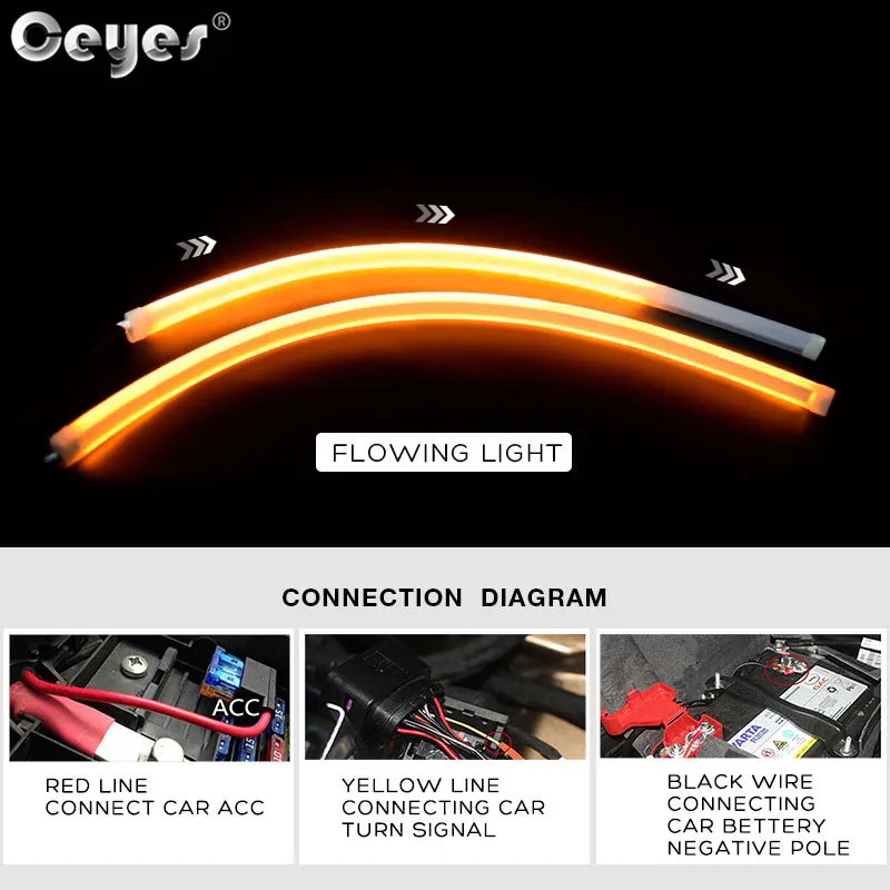 Ceyes 2 шт. Led DRL дневные ходовые огни сигнал поворота DRL светодиодные полосы автомобильные аксессуары тормозные боковые фары для авто