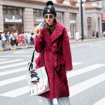 

Luxury Natural Fur Coat Female Winter Long Sheep Shearing Jacket Women Real Fur Coat Vintage Double Faced Fur Jacket Hiver 99110