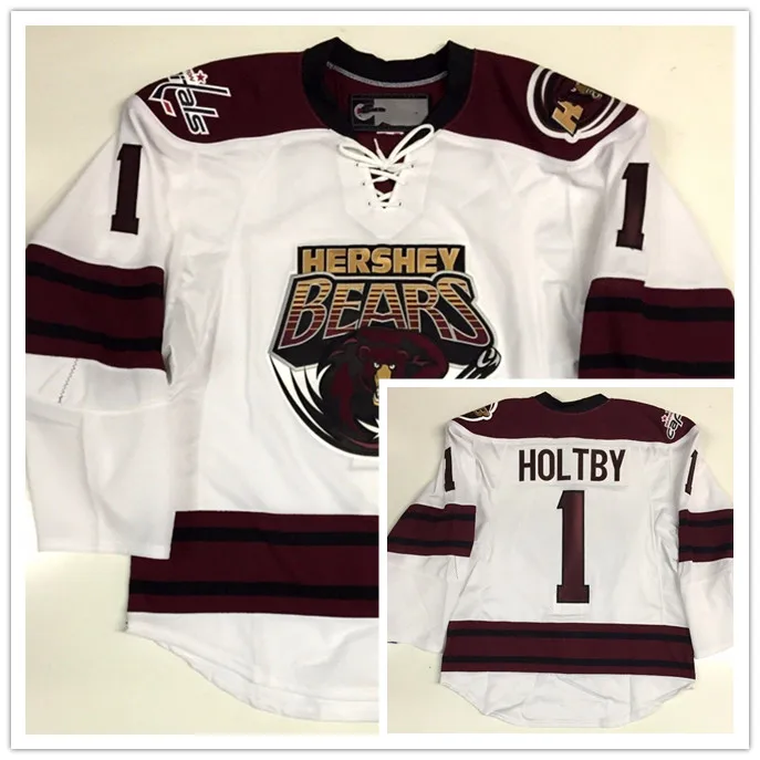 

HERSHEY BEARS #1 BRADEN HOLTBY MEN'S Hockey Jersey Embroidery Stitched Customize any number and name