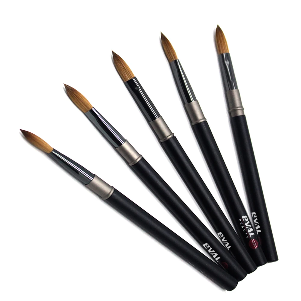 Eval Professional Black Acrylic Nail Brush Kolinsky Sable Hair Powder Round Paint Art Supplies | Красота и здоровье