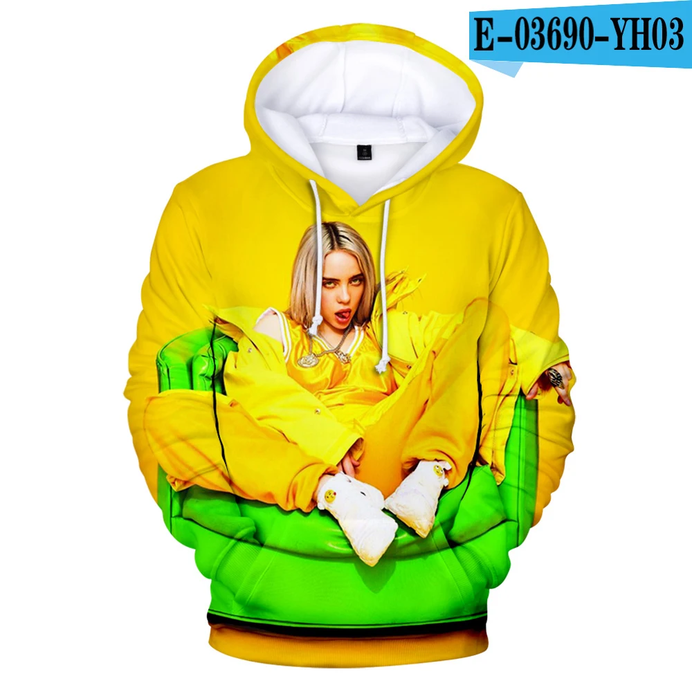 Billie Eilish/Новинка; толстовка с 3D рисунком для мужчин и женщин; Модный пуловер; Детская Повседневная Толстовка в стиле хип-хоп с 3D принтом для мальчиков и девочек - Цвет: 3D