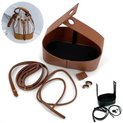 Bucket Bag Portable Bucket Bag Bucket Bag Accessory Set Shoulder Strap Drawstring Japanese Style Portable PU Dark DIY