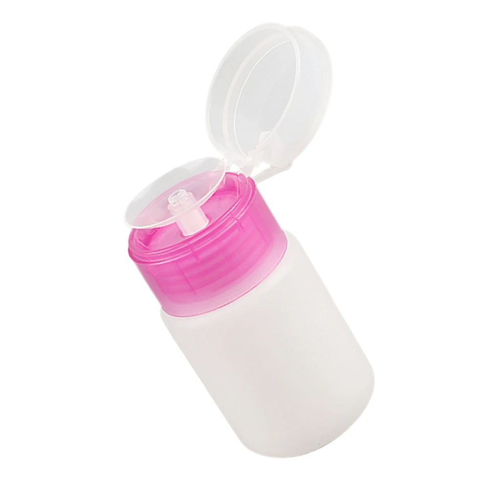 Portable Empty Clear Pump Dispenser Bottle Plastic Nail Polish Remover Cleaner Container 60ml/120ml