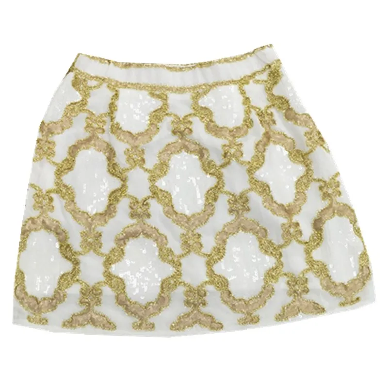 CHIC Bling Embroidery Geometric Sequin Women Skirt Vintage National Ladies Slim Mini Skirts A-line | Женская одежда