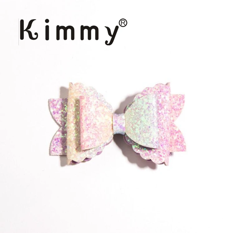 50pcs hot sale Hight quality Birthday Bows Hair Clips Pigtail Bows 2.5" Hair Bow - Цвет: Lt color