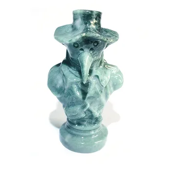 

Natural Stone Carved The Plague Doctor Figurine Healing Crystal Guardian Art Statue Gift Home Decoration Feng Shui King Wiccan