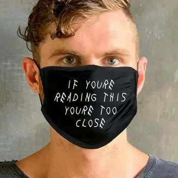

#H35 1/5 pcs Black Washable Face Mask Anti Dust Pollution Mouth Mask Letter Print Outdoor Reusable Cotton Adult Mouth Muffle