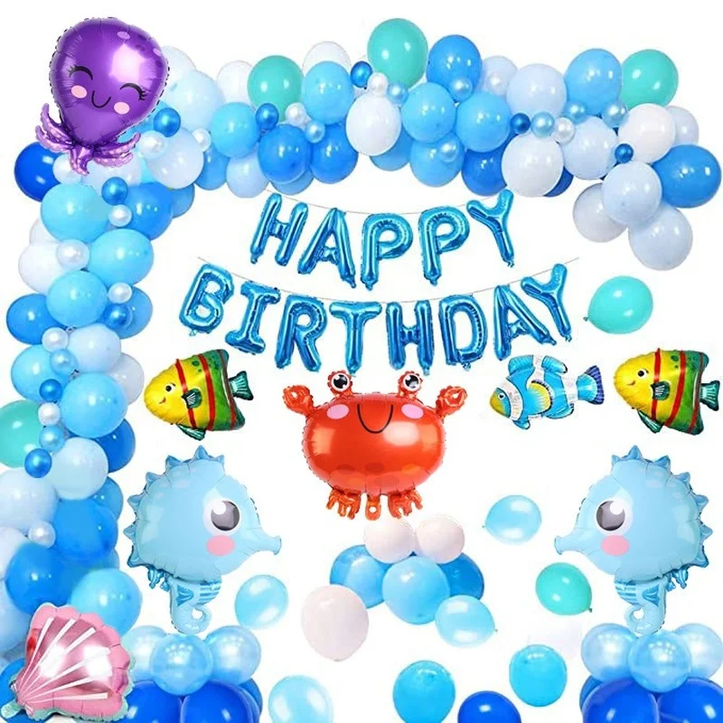 

Baby Shower шар фон с изображением побережья голубого моря животные алюминиевой фольги набор воздушных шариков с изображением краба из мультика с принтом «маленькие рыбки» на день рождения вечерние украшения 133 штук