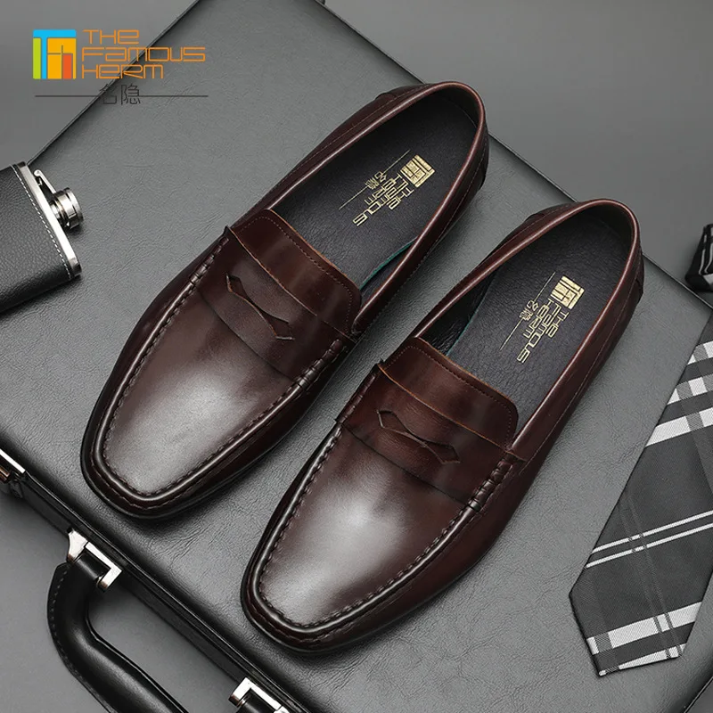 

TFH MEN'S SHOES | Spring And Autumn Men Business Casual First Layer Loafers Genuine Leather Moccosins Men's Driving Flat Shoe Me