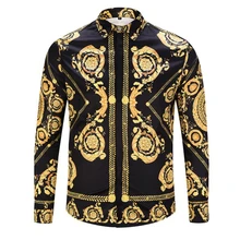 Хлопок рубашка с длинным рукавом Тонкий Топ качество цветок Королевский стиль Мужская мода