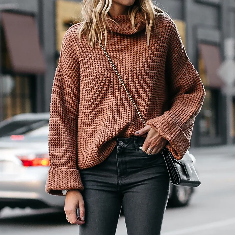 

2019 Autumn And Winter New European And American Explosion Models High Collar Loose Sweater Ladies Sweater