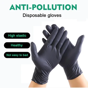 

Hot Anti infection Black Home Disposable Hair Coloring Latex Nitrile Gloves Cooking gloves Universal House cleaning Tattoo Glove