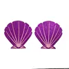 5 pairs/lot Sexy women disposable adhesive nipples covers  breathable purple glitter shell invisible sticker Chest Petals ► Photo 3/5