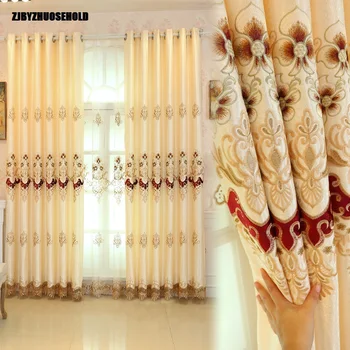 

Curtains for Living Dining Room Bedroom European Embroidery Screens Embroidery Curtains Yarn Living Room Study Screens
