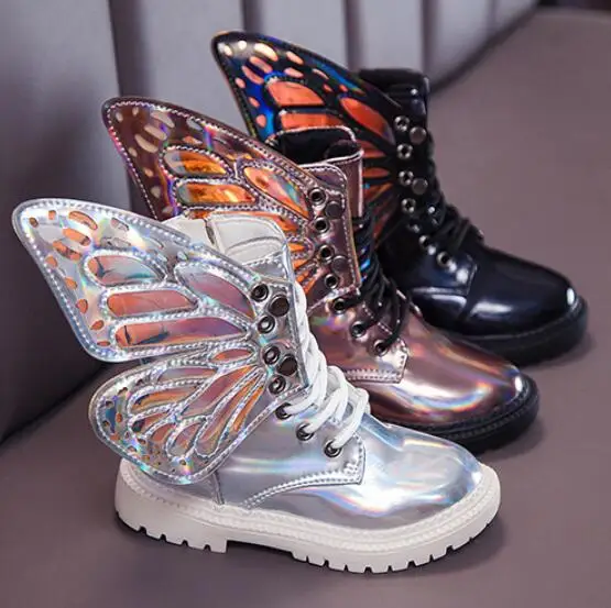 

2020 New Winter Child Shoes PU Leather Waterproof Wing Martin Boots Kids Snow Boots Brand Girls Boys High Boots Fashion Sneakers