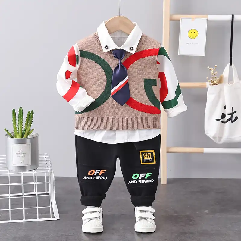 Ensemble De Vetements En Coton Pour Bebes Survetement De Marque Pour Enfants Garcon Fille Gilet Chemise Pantalon 3 Pieces Printemps Automne 21 Aliexpress