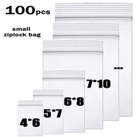 100pcs/lot Thick Transparent Zip lock Bags Clear Ziplock Food package Storage bag Plastic Thick Small Jewelry packing Zip Bags 1