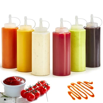 

1Pcs Squeeze bottle Plastic Clear 8-24oz Squeeze Bottle Condiment Dispenser Ketchup Mustard Sauce