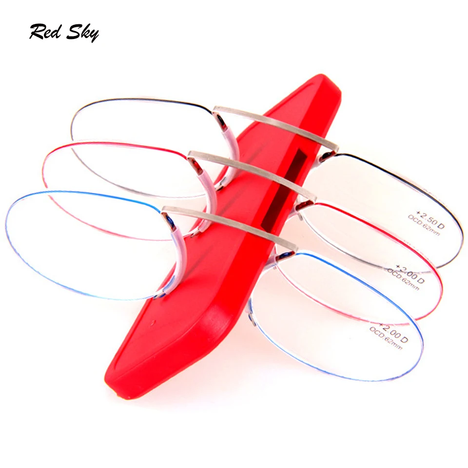 

Ultralight Rimless Clip Nose Reading Glasses With Case Pocket Legless Mini Reading Glasses +1.00 +1.50 +2.00 +2.50 +3.00