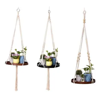 

Vintage Decor Macrame Plant Hanger Basket Flowerpot Plant Holder Macrame Hanging Knotted Lifting Rope Garden Home Garden Decor