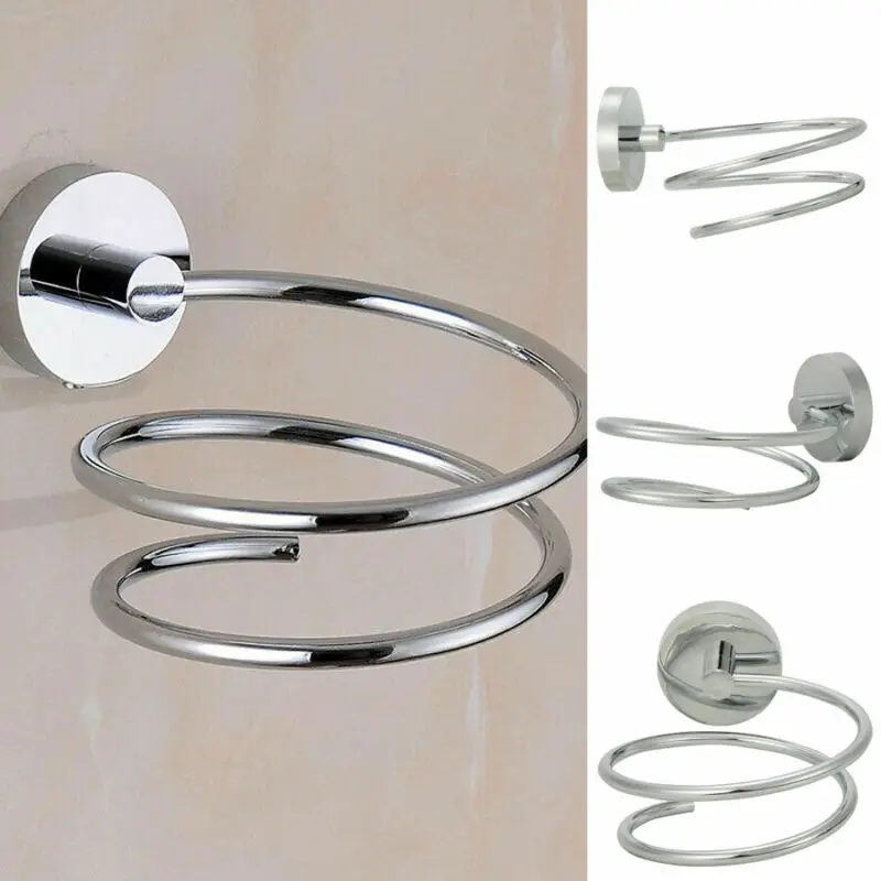 

1PC Multi-function Durable Aluminum Bathroom WallShelf Wall-mounted HairDryer Rack Storage Hairdryer Support Holder Spiral Stand