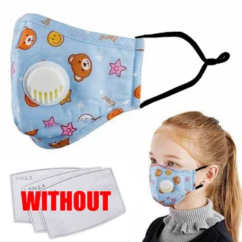 

5pcs Anti PM2.5 Kids N95 Mask Print Air Aalve Anti Dust Pollution Face Breathable Mask Activated Carbon Filter Child Mask