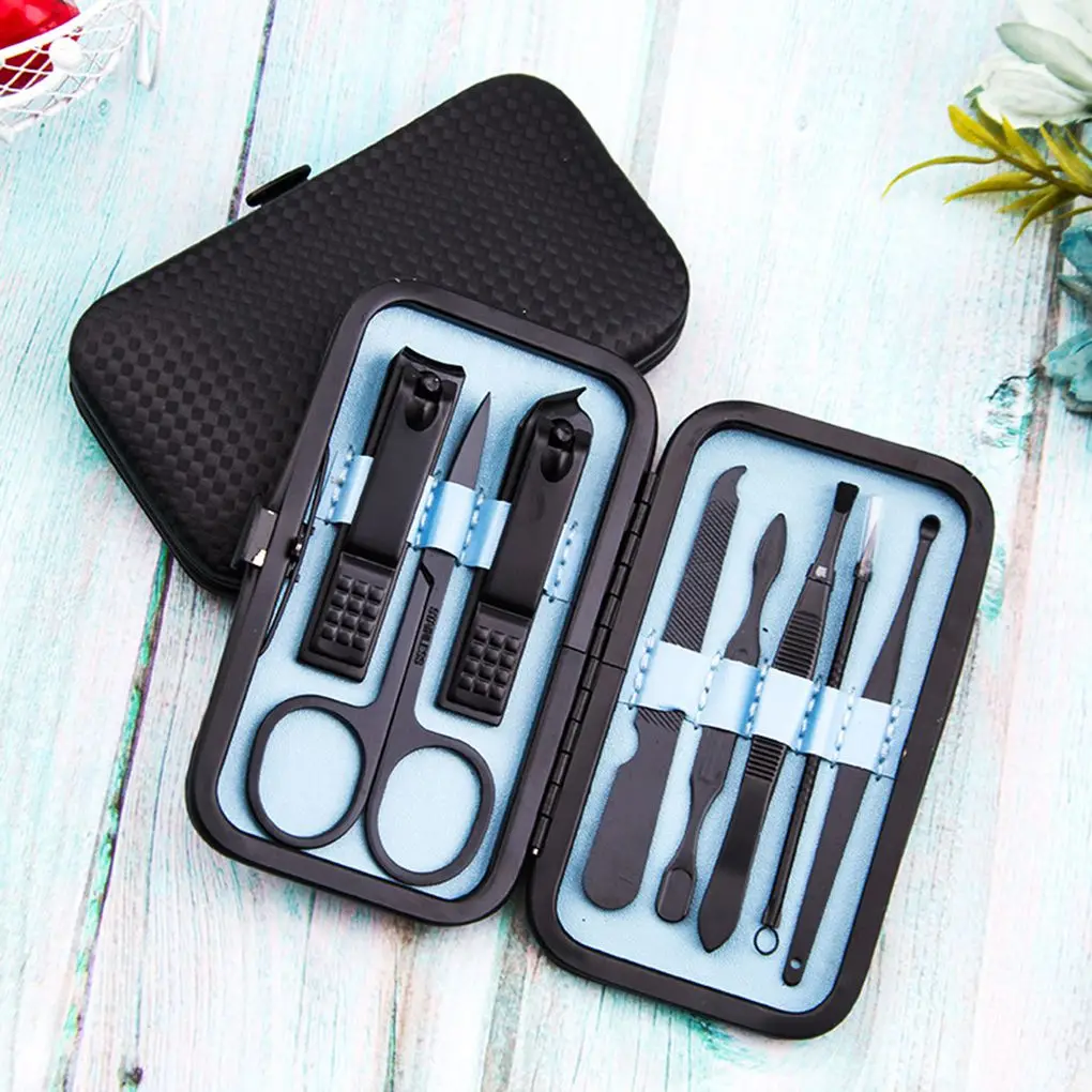 8pcs Nail Art Clipers Nail Clamp Pliers Scissors Set Stainless Steel Hands Fcial Care Tools