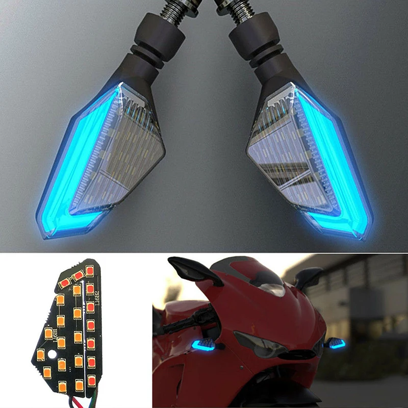 

2in1 Light Blue+Yellow Dual LED Indicator Turn Signal DRL Daytime Lighting Accessories 12V
