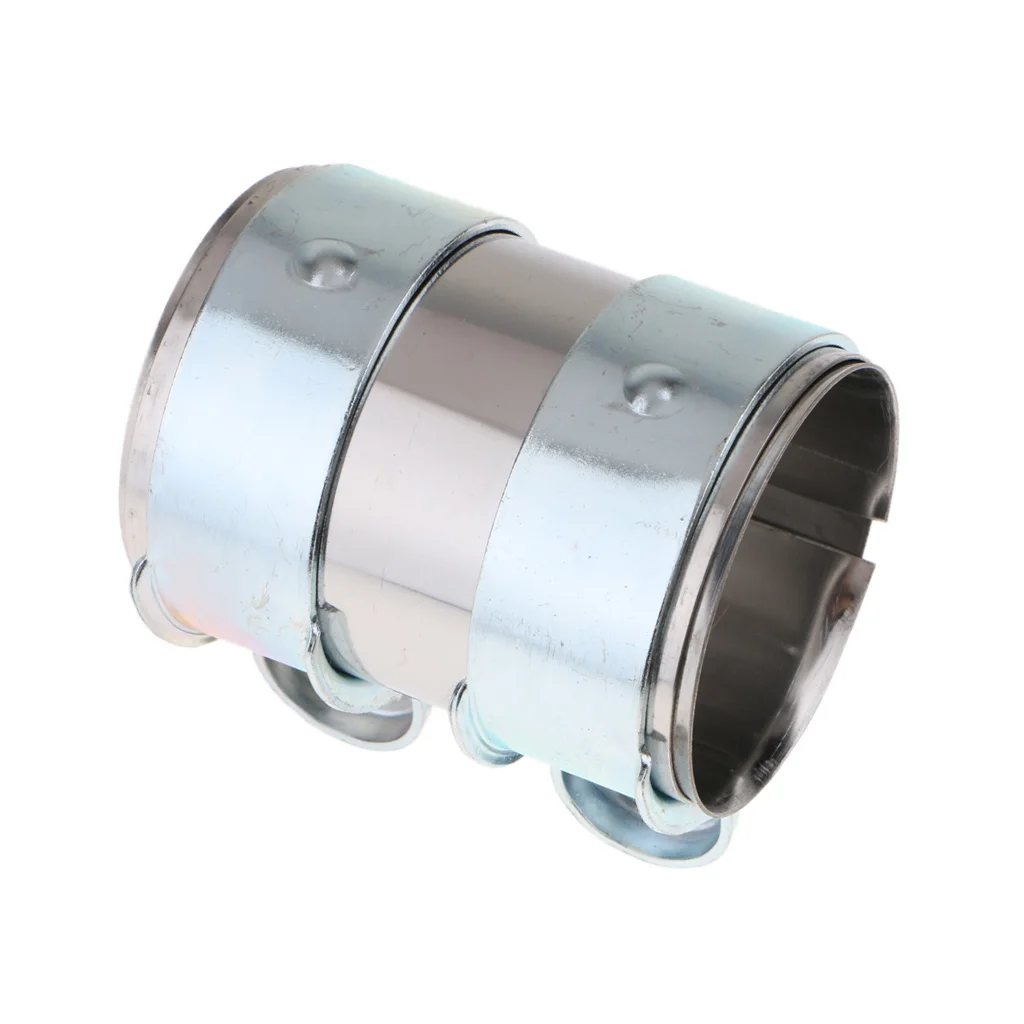 High Quality Mild Stainless Steel Clamp Car Exhaust Pipe Clip Tail Throat Hoop 63mm Inner Diameter Silver