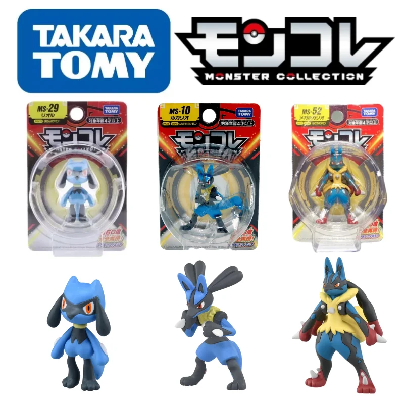 TOMY Pokemon Figures MS-10 29 52 Kawaii Riolu Handsome MEGA Lucario Toys High-Quality Exquisite Appearance Anime Collection Gift ninja turtles toys