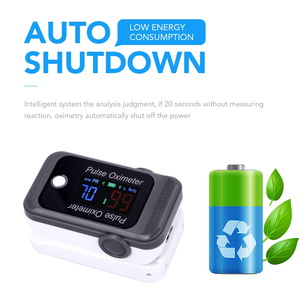 Портативный Bluetooth палец пульсоксиметр со Чехол бытовой приложение насыщения