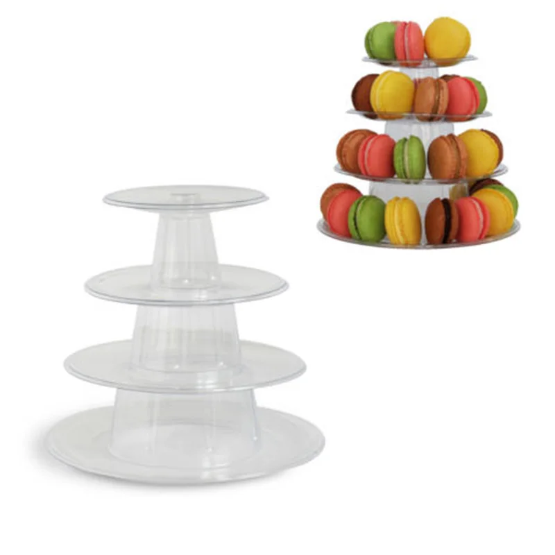 

Stand 4 Tiers Macaroon Display Stand Cake Display Wedding 260*210mm High Quality Round Macaroon Tower Clear